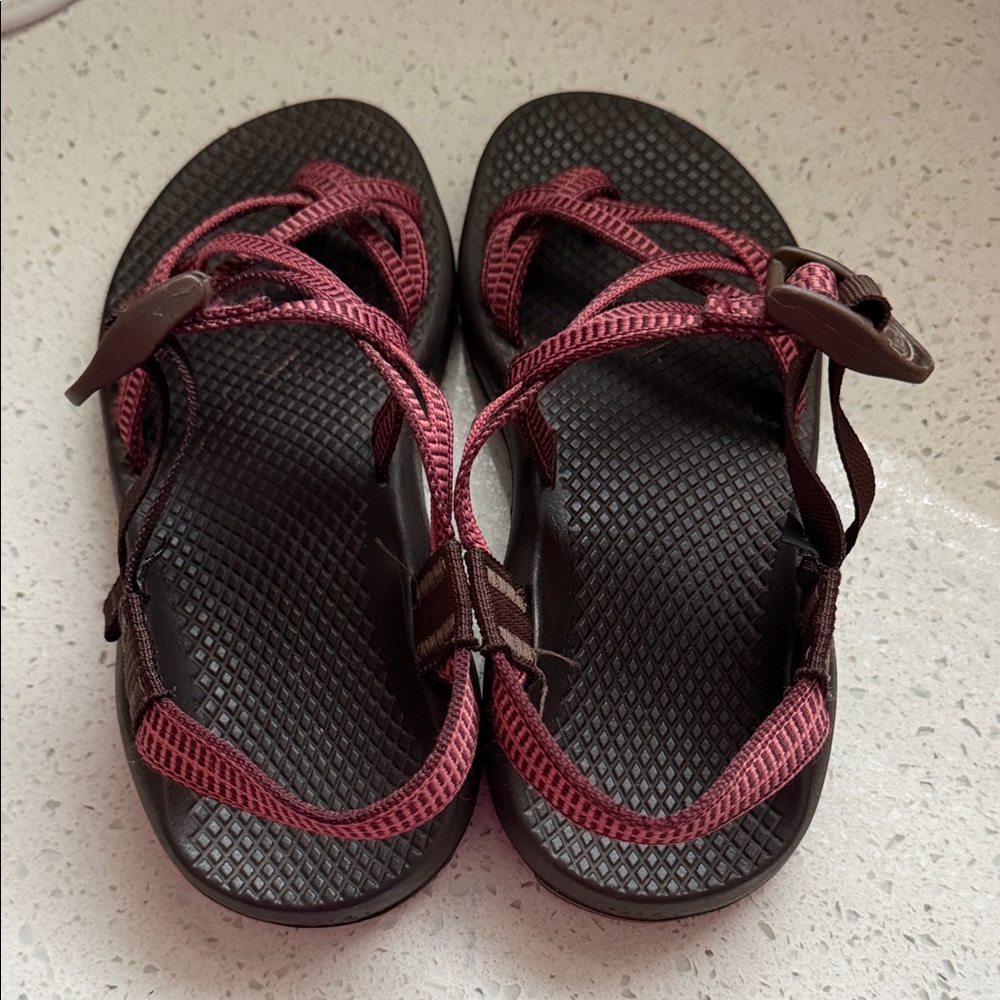 Chaco Burgundy and Brown Sandals - Picture 3 of 8